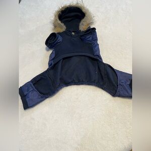 Navy Faux-Fur Hooded Dog jacket with leg coverings Unbranded